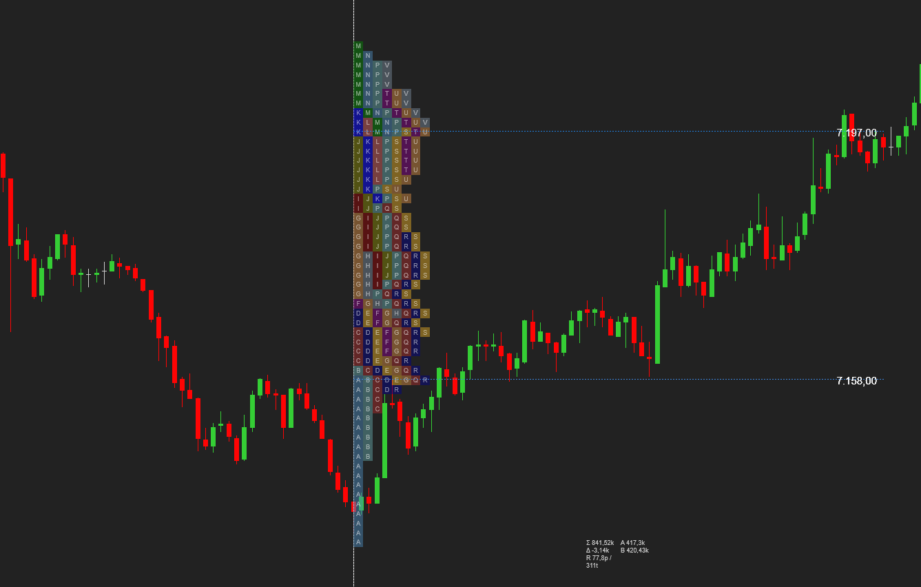 TPO market profile blocks on NinjaTrader chart